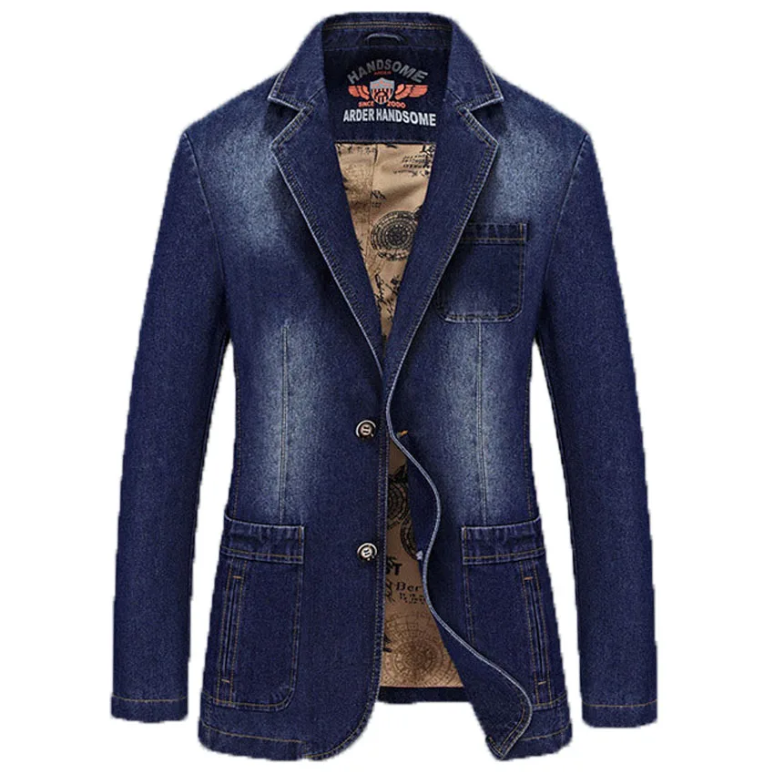 Autumn Men's Brand Clothing Denim Blazers Jacket Plus Size M4XL Jeans