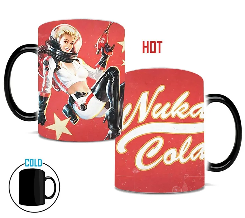 1 шт. 350 мл Nuka Cola цвет рисунка Изменение Кружка креативный Fallout стиль Термочувствительная раскрыть керамическая кофейная чашка - Цвет: 1