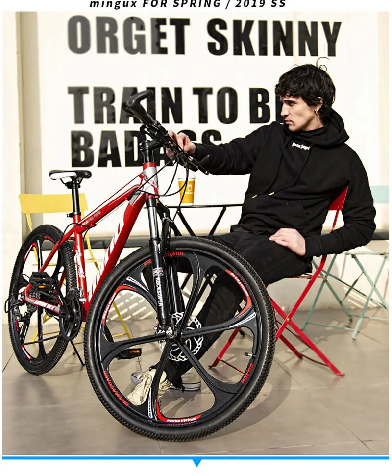 Cheap White Whirlwind Mountain Bike 27 Speed Double Disc Brake Damping Speed Mountain Bike One-Wheel Bicycle 2