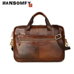 HANSOMFY 14 "ноутбук Для мужчин Портфели из натуральной яловой кожи Сумки Для мужчин плеча сечение Бизнес Crossbody сумки