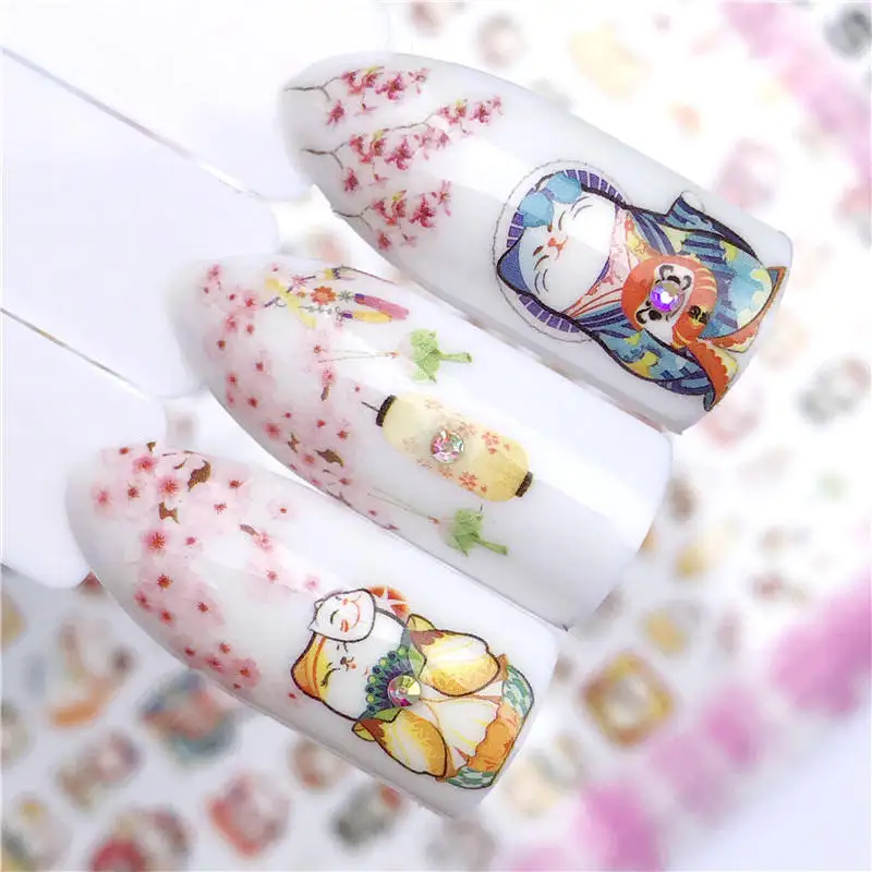

WUF 3D Nail Stickers Decal Sakura Daisy Lavender Flower Patterns Adheisve Transfer Tips Manicure Nail Art Decoration