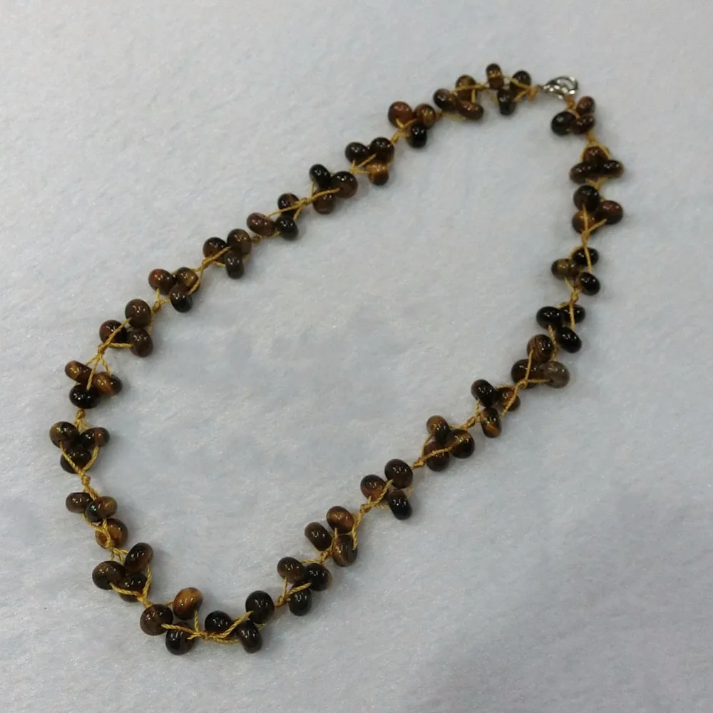 

Wholesale 6pcs/lot Natural Quartz Stone Tiger Eyes Hand-woven Colorful Choker Torque Energy Treat Beaded Necklace Collar Free