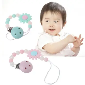 

Silicone Teething Pacifier Clips With Safe Silicone Beads Pacifier Chain Holder For Nipples Baby Chew Toys anti-lost stroller