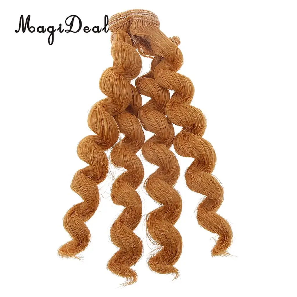 MagiDeal 1Pc 15x100cm DIY Curly Hair Wig Hairpiece for 1/3 1/4 1/6 BJD SD Dolls Model Party Girls Best Birthday Gift 12Colors