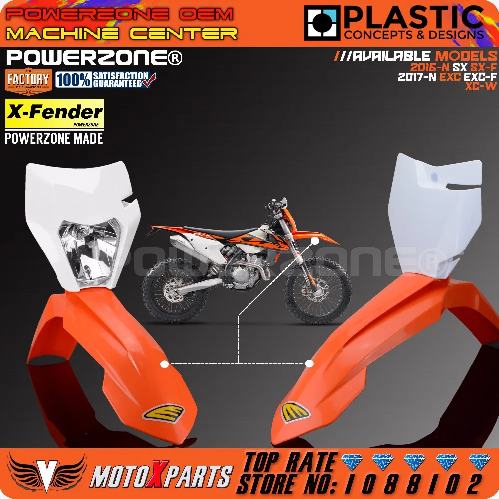 Powerzone MX оранжевый пластиковый переднее крыло для KTM 2016 2017 2018 SX SXF EXC EXCF XCW шесть дней
