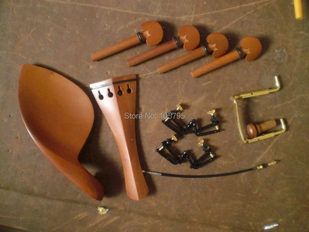 

1 Set Jujube Violin parts including String adjuster tail gut and chin rest clamp 4/4