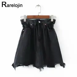 Летняя юбка 2019 Новая европейская американская женская модная юбка с высокой талией черная джинсовая юбка femme мини юбка женская юбка одежда