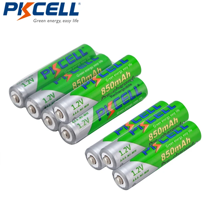 8pcs/lot PKCELL Original AAA NIMH rechargeable battery 1.2V 850mAh AAA Ni MH Low Self Discharge