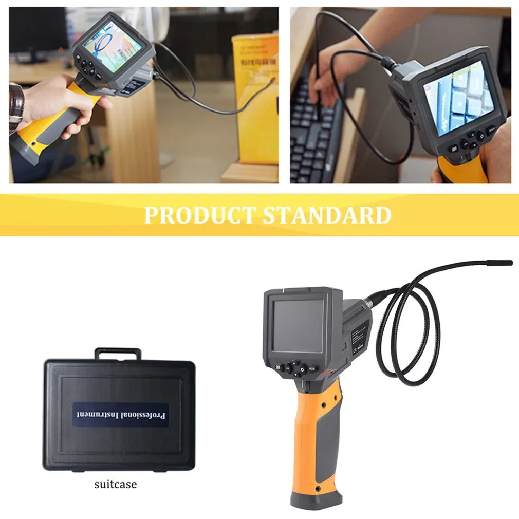 

Accurate Efficient 60 degree Viewing Angle 6 Adjustable High-intensity LEDs 360 Rotation 3.8 inch LCD Portable Video Borescope