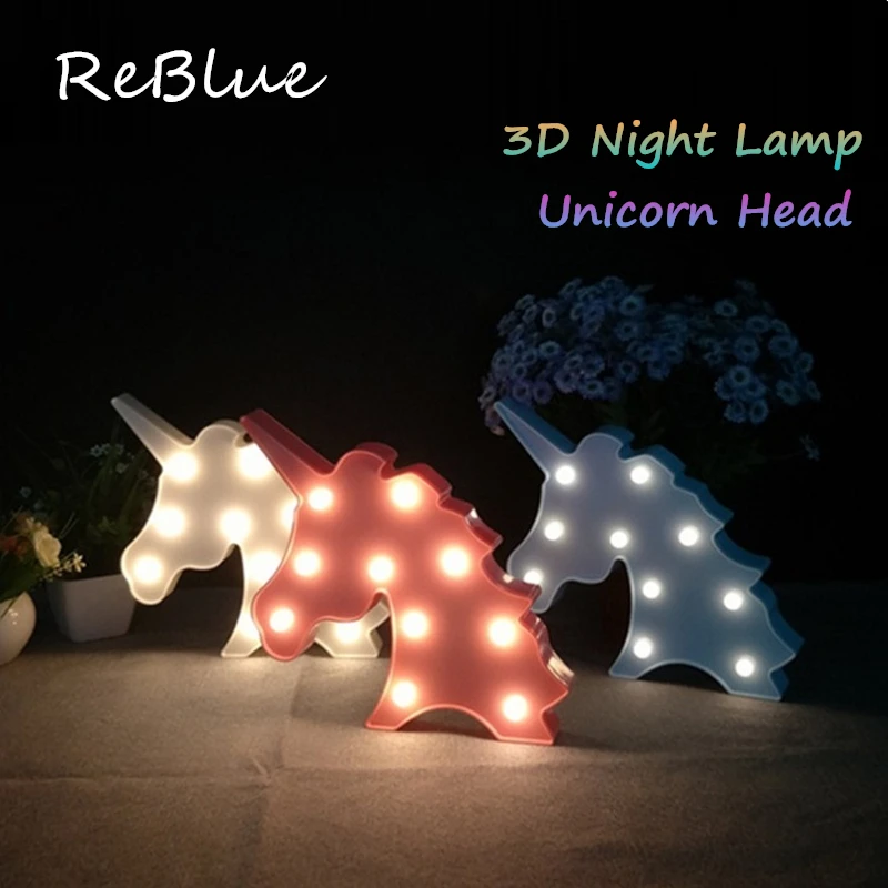 ReBlue Abajur 3D свет люминария ночник Луна фламинго кактус Единорог облако огни лава