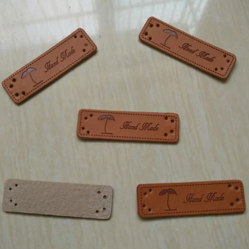 15 mm * 50 mm Grass Handmade labels PU leather Patchwork Sewing bag
