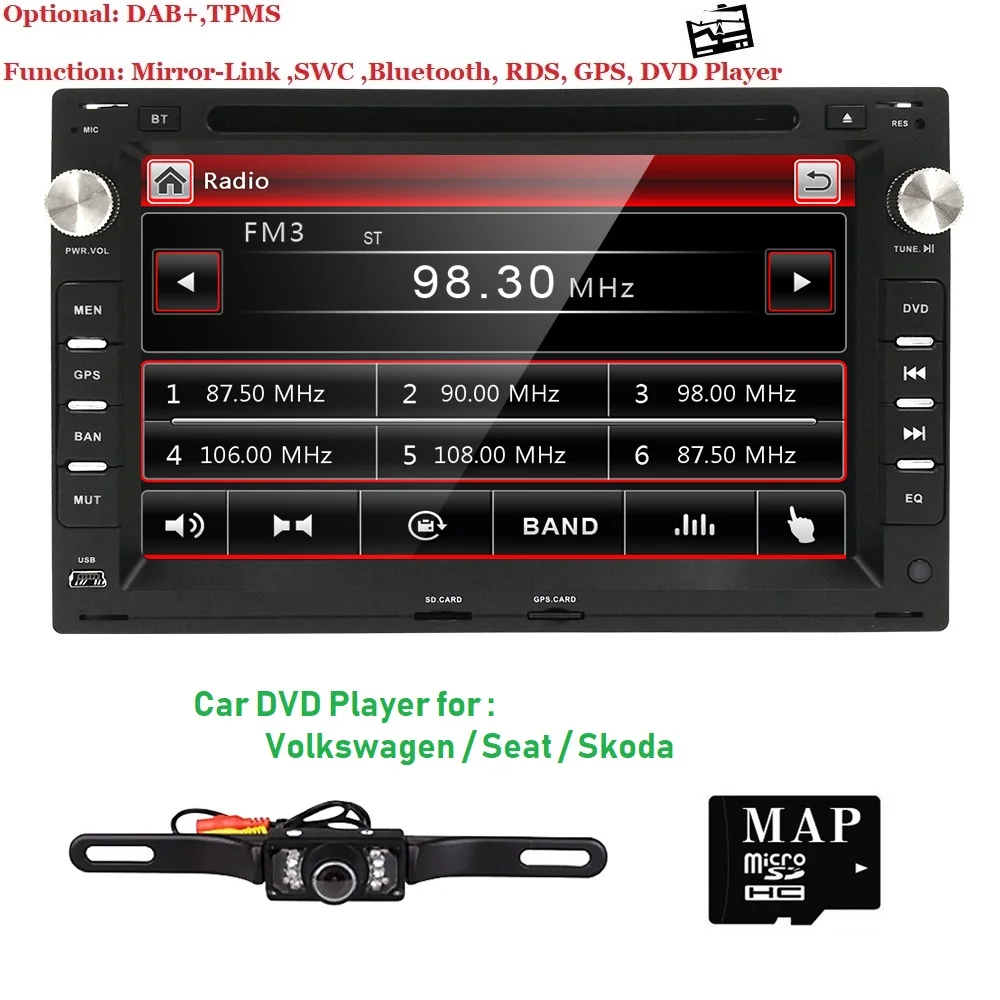 

2 Din New Car dvd player Double Stereo Gps Navigation In Dash Pc Video For old VW Skoda Superb BORA POLO MK3 MK4 FM rear camera