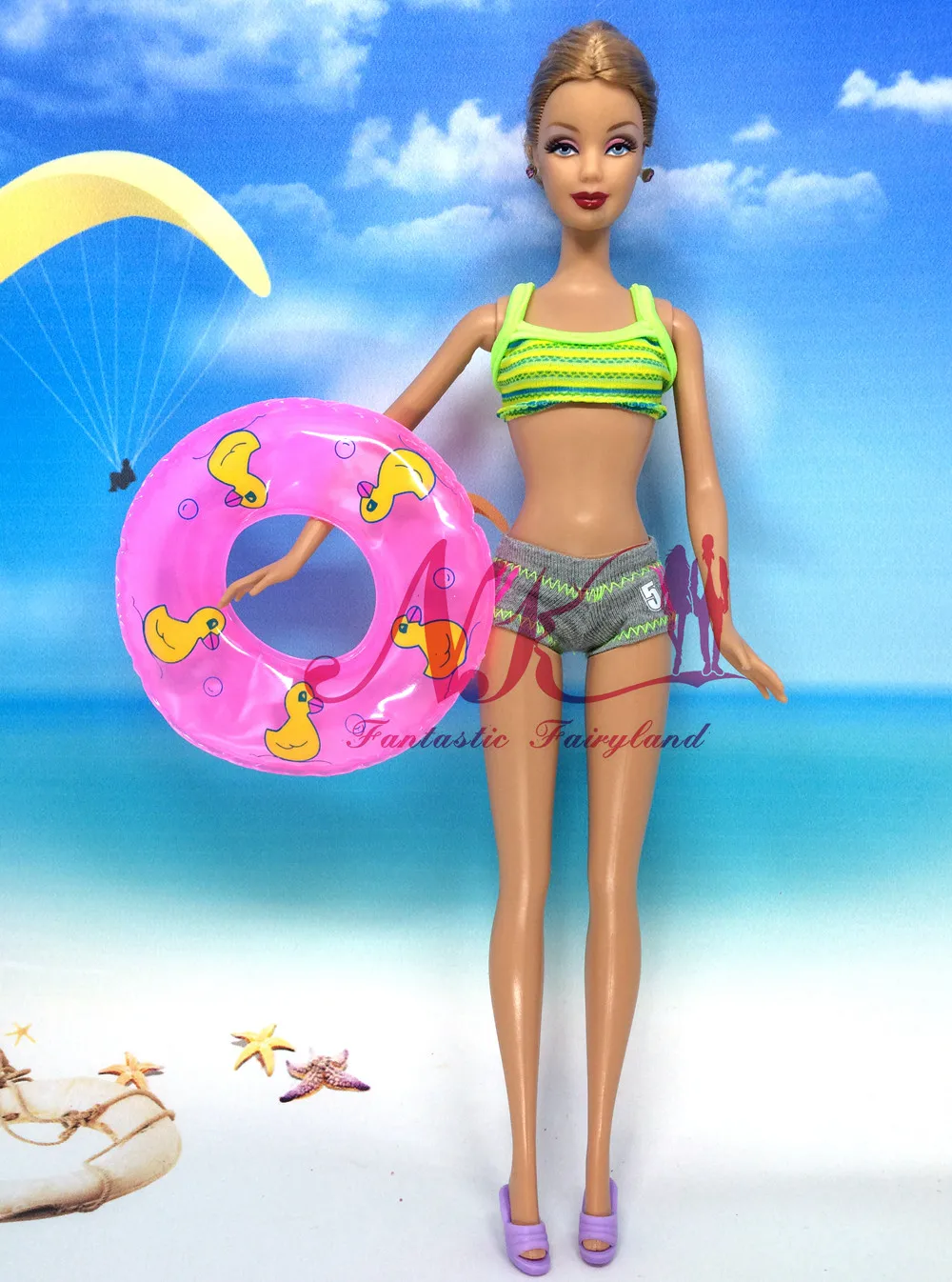 NK купальники для кукол одежда 5 случайных пляжный купальник+ 5 тапочек+ 5 плавательных кругов для куклы Барби аксессуары наряды игрушки DZ