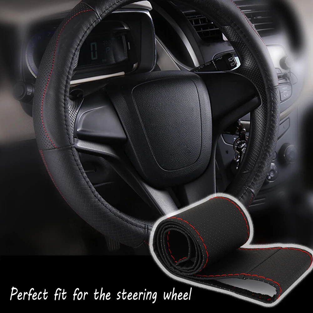 

Braid On Steering Wheel DIY Car Steering Wheel Cover PU Leather Soft Fiber Leather Diameter 36/38/40cm With Needles and Thread