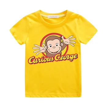 

Boys Girls Kids Cute Cartoon Curious George Clothing Summer T-shirt Tshirt Costume Children Short Sleeve Tee Tops Clothes ZA090