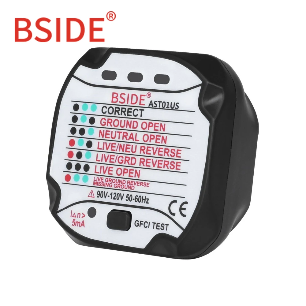 BSIDE AST01US Socket Tester GFCI Outlet Tester Automatic Electric