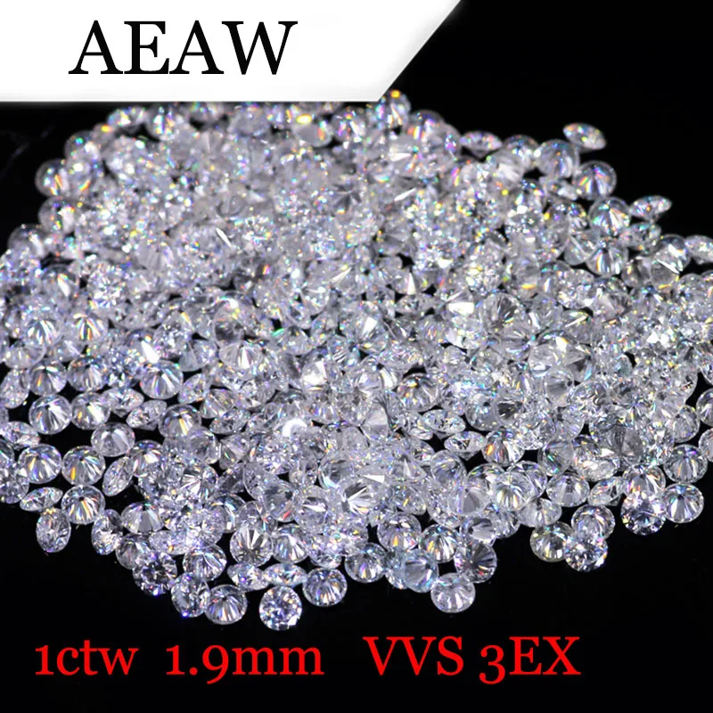 

AEAW 1.9mm Total 1 CTW carat DF Color Certified Lab Grown Moissanite Diamond Loose Bead Test Positive Fine Jewelry