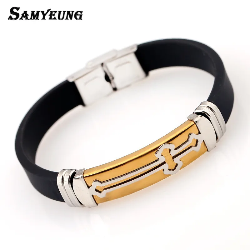 Samyeung Classic Leather Titanium Cross Bracelets Male Friendship