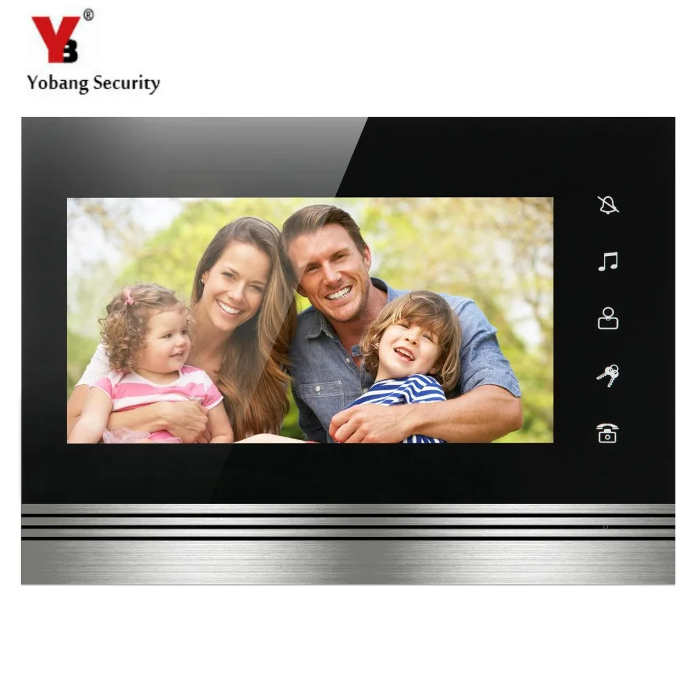 Yobang безопасности квартира видеодомофон дюймов 7 дюймов монитор видеодомофон Громкая система с 12 кнопка RFID доступ ИК камера