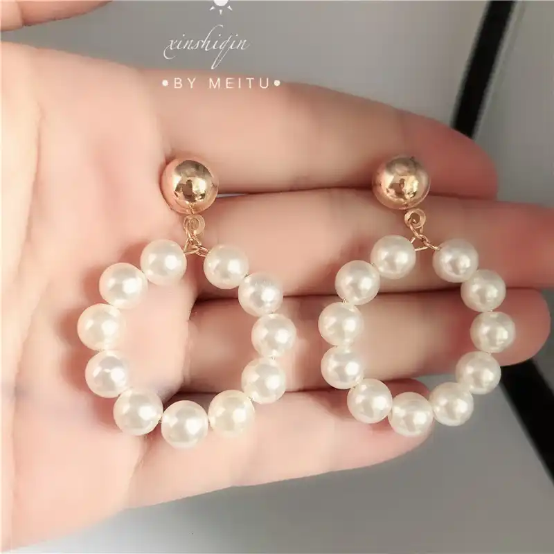 big fake pearl earrings