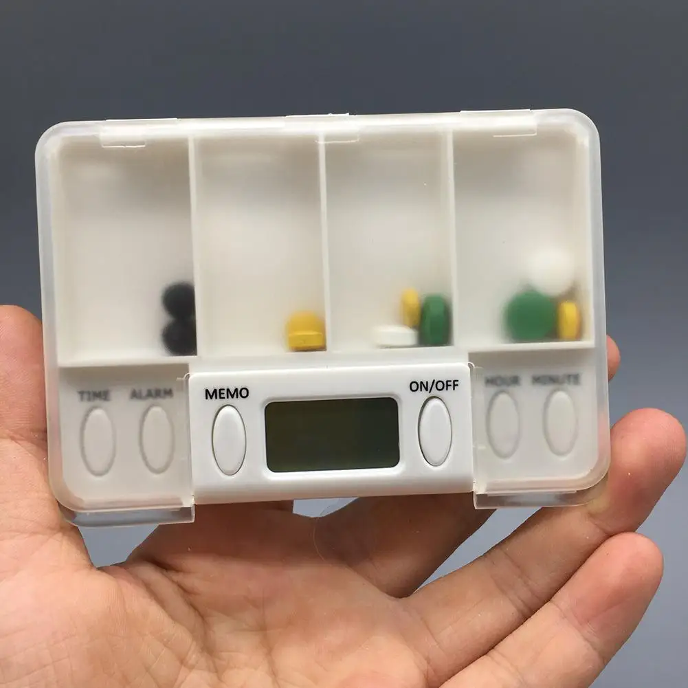 

Joylife 4 Grid Intelligent Electronic Alarm Timer Medicine Box Pill Container Organizer Splitters