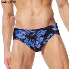 Ganyanr бренд Одежда заплыва Мужские Шорты для купания Гей Мужские Купальники для малышек купальный Шорты для женщин Sunga бикини Плавание Трусики для женщин Плавание костюмы цветы низкой талией пляжные