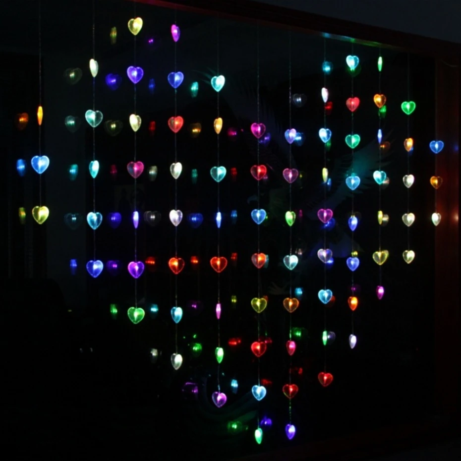 

YINGTOUMAN Romantic Heart Proposal String Lights Garden Lamp Christmas Party Festival Holiday Decorative Lightings 2*1.5m 78LED