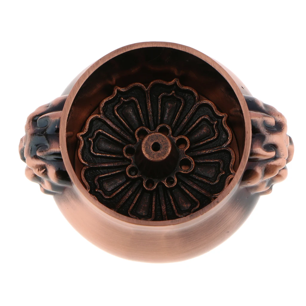 Vintage Copper Alloy Incense Burner Stick Holder Incense Base Bowl Home Tea House Decoration