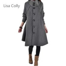 Лиза Colly осень Мода длинным рукавом Для женщин куртки Для женщин Свободные думаю, что верхняя одежда Для женщин зимнее пальто