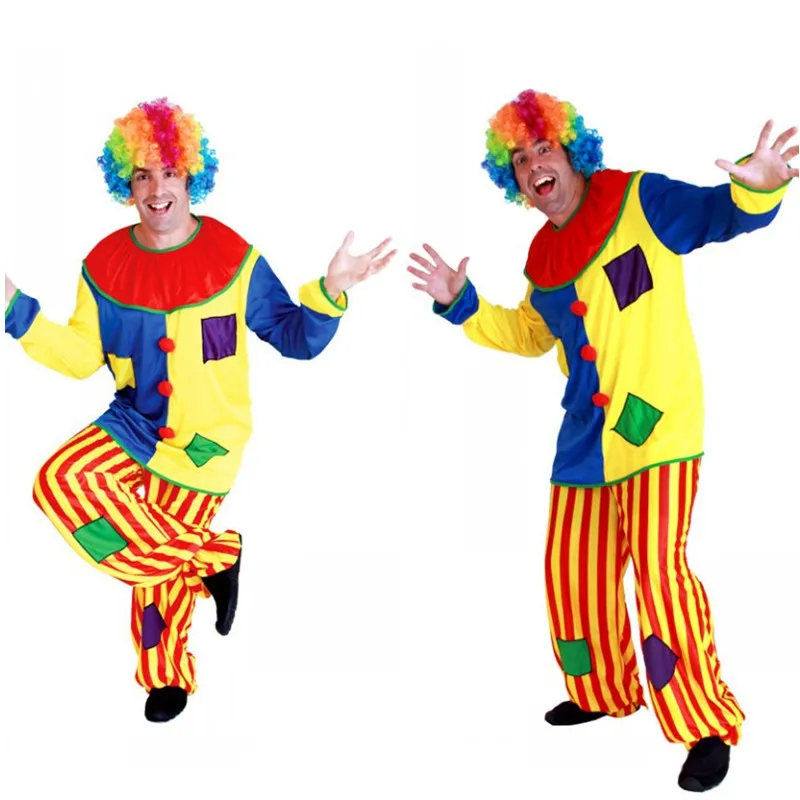 

Funny Men circus clown Cosplay Halloween droll Costumes April Fool 's Day Carnival Masquerade mischief tricky Stage play dress