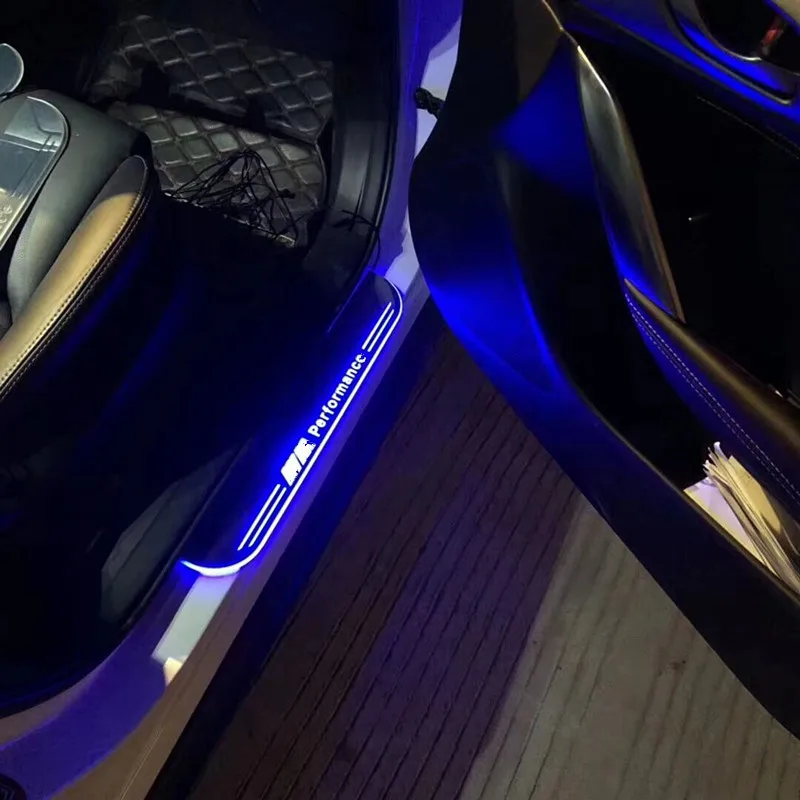 Светодиодный фонарь на порог, подвижная дверная накладка Nerf, беговые панели, защита для входа, подходит для 3 серий E46 E90 F30 F35 F34 GT - Испускаемый цвет: FOR E46 BLUE COLOUR