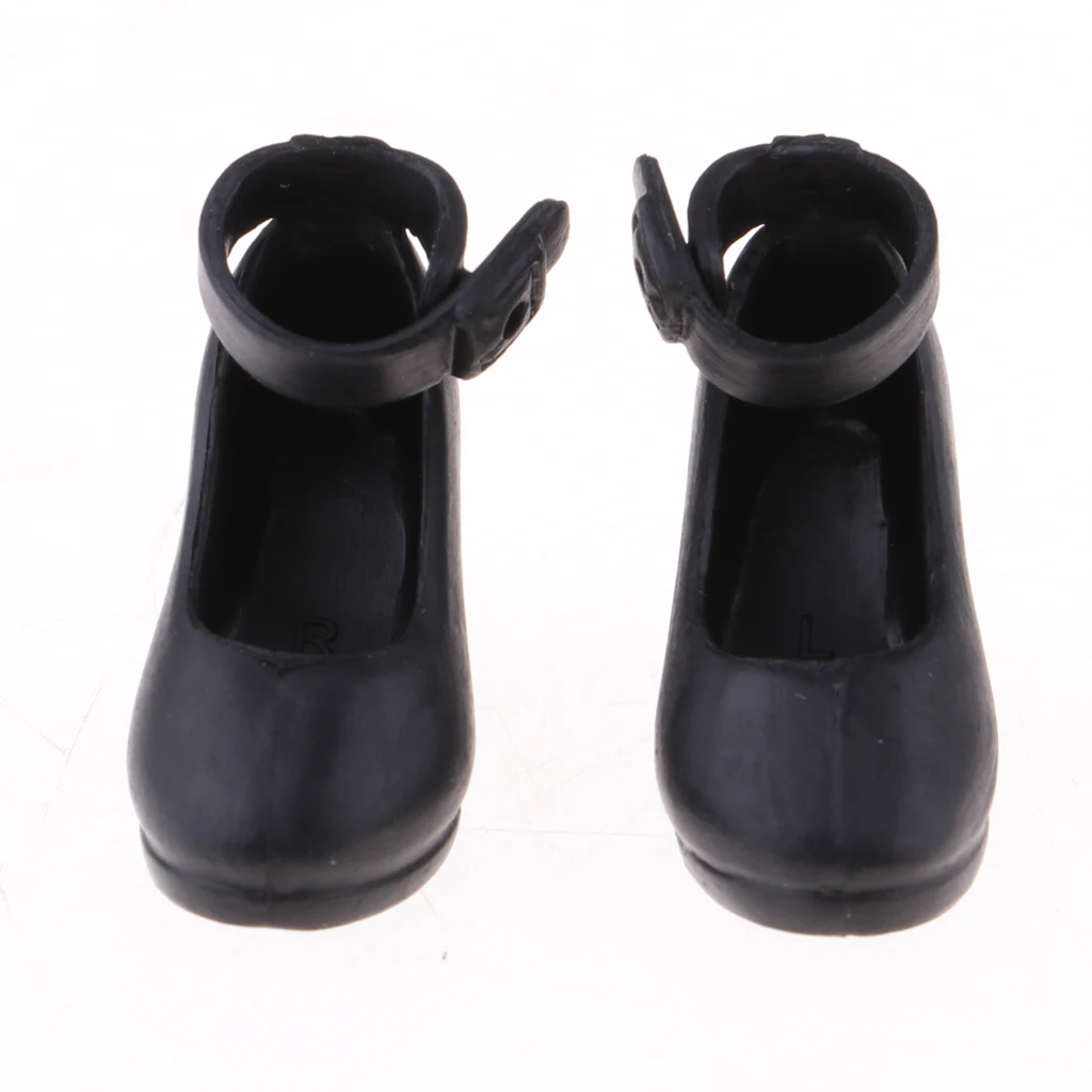 Fashion Doll Ankle Belt High Heel Shoes Ball Jointed Dolls Shoes For 1/6 BJD Girl Dolls Dress Up Accessory Black Doll Accessory