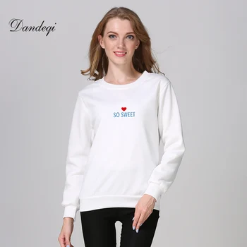 

Dandeqi New Women Hoodie Sudaderas Mujer Lovely Heart Printed Winter Letters So Sweet Thick Moletom Autumn Harajuku Sweatshirt