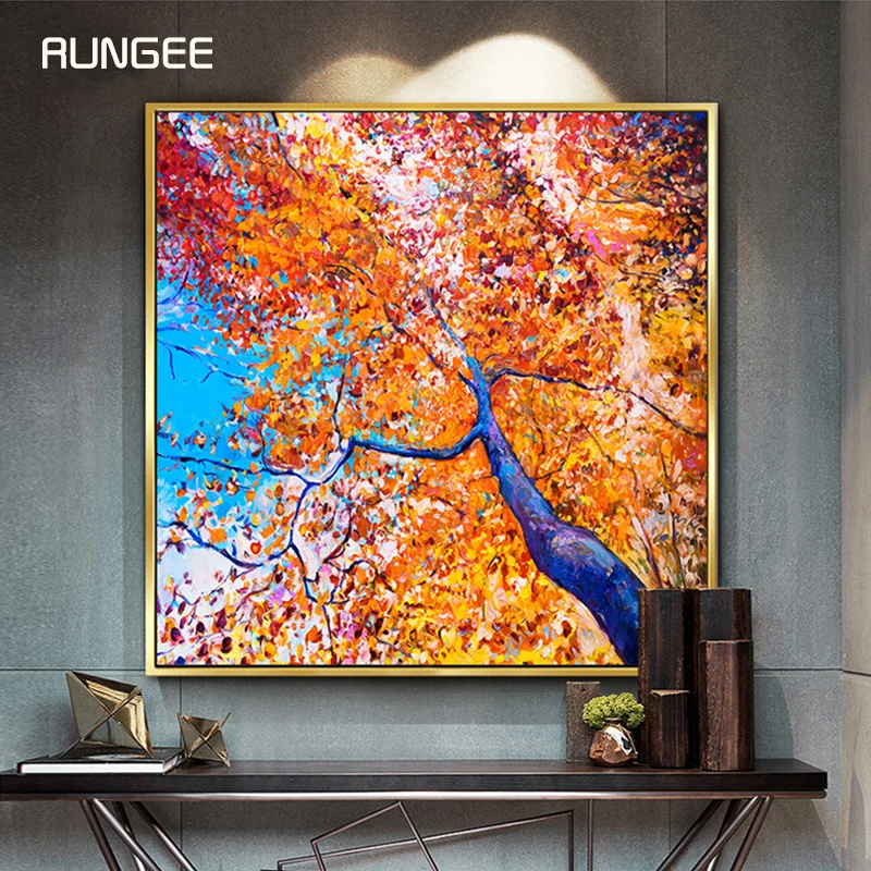 

100% Hand Painted Abstract Tree Shade Oil Painting On Canvas Wall Art Wall Adornment Pictures Painting For Live Room Home Decor
