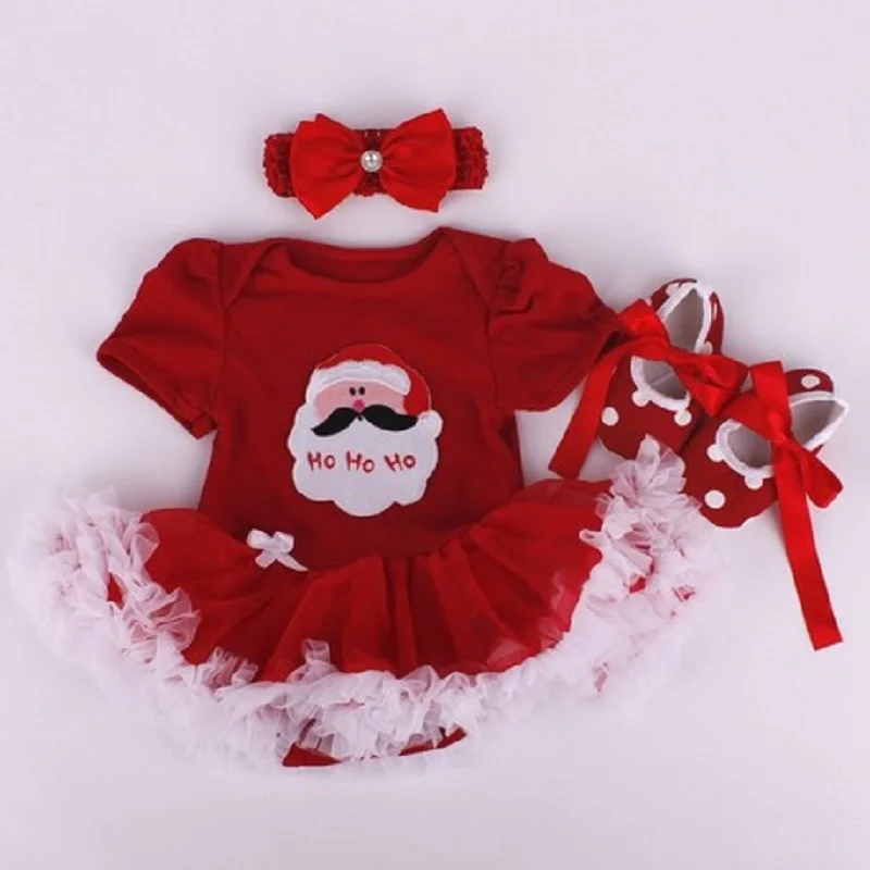 Детские обувь для девочек рождественские костюмы Комбинезоны малышек платье младеншт. ческой 3 шт. или 4 хлопчатобумажный детский спортивный костюм носки рождественской вечерние ин - Цвет: 3 pcs