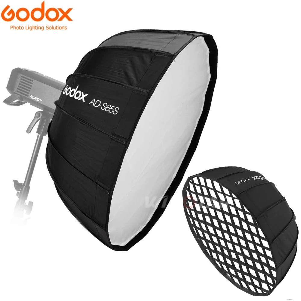 

Godox AD-S85S 85cm AD-S65 65cm White or Silver Deep Parabolic Softbox with Honeycomb Grid Godox Mount Softbox for AD400PRO
