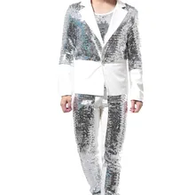 Новые мужские серебристые блейзеры костюмы с пайетками мужские DJ DS кожаные комплекты одежды для певиц, танцовщиц, сценическая одежда для шоу