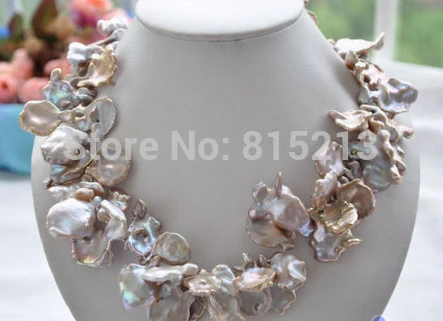 

FREE SHIPPING>>>@@ > N1460 lamina LAVENDER BAROQUE KESHI REBORN PEARL NECKLACE