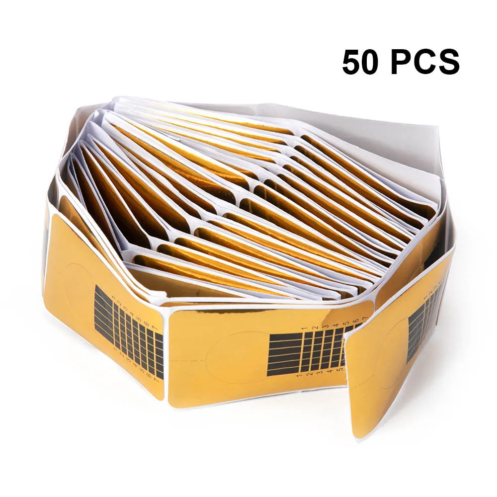 50pcs 100/50/20 штук формы ногтя профессиональная акриловая Кривая Наращивание ногтей направляющая Форма для ногтей Curl советы Трафареты - Цвет: 50pcs