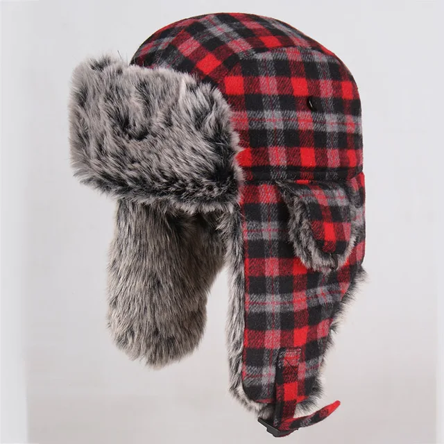 Hot Sale Russian Hat Ushanka Fur Mens Winter Hats Ear Flaps Sports Snow