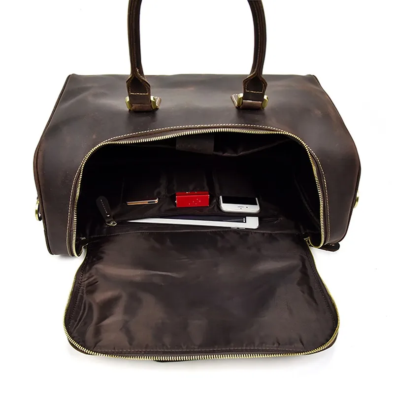 Luufan, винтажная, модная, натуральная кожа, дорожная сумка для мужчин и женщин, Crazy horse, кожаная, большая, для путешествий, вещевой, для багажа, сумка на выходные, сумка 45