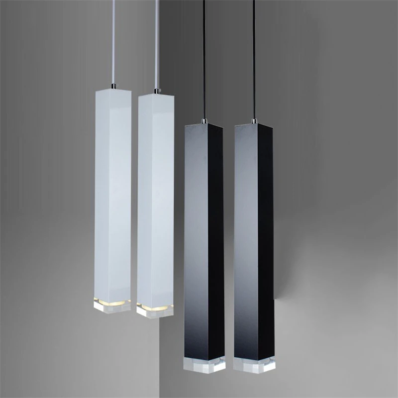 

Modern Simple Crystal Pendant Lights Restaurant Dining Room Kitchen Hanging Lamps Creative Aluminum Art Home Deco Light Fixtures