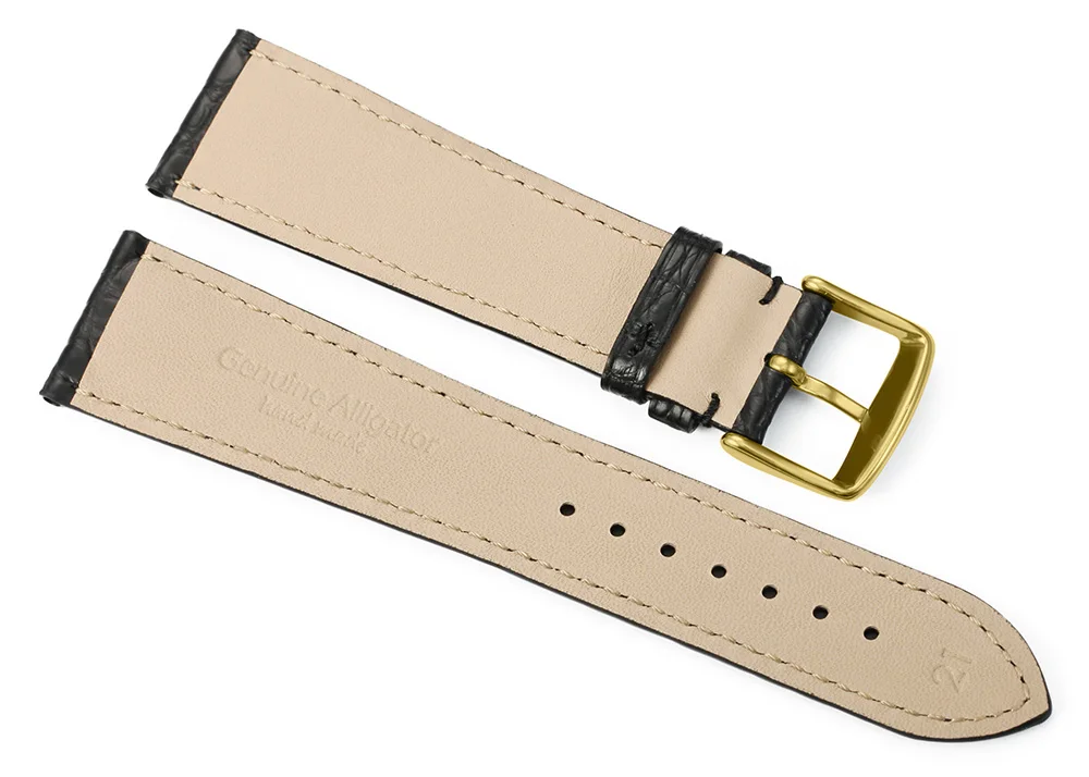 IStrap Geniune кожаный ремешок для часов 18 мм 19 мм 20 мм 21 мм 22 мм Черный Аллигатор кожаный ремешок для часов кожа