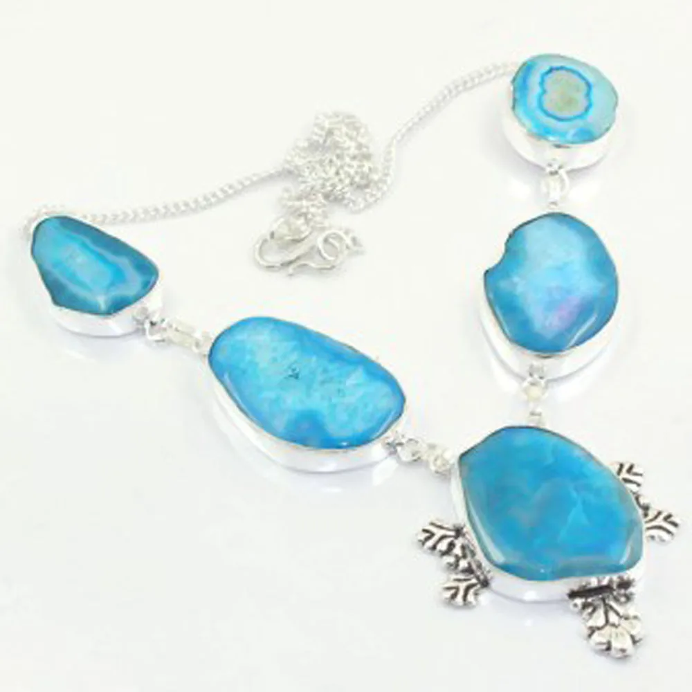 

Solar Quarts Necklace Silver Overlay over Copper, 51.5 cm , N3526