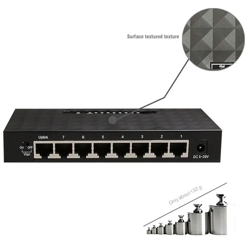HOT-Diewu 8 портов Gigabit Ethernet сетевой коммутатор 10/100/1000Mpbs концентратор Настольный Lan концентратор полный/полудуплексный обмен Ethernet Smart