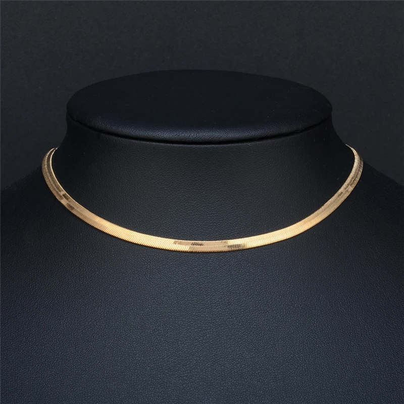 

New Simple Luxury Snake Choker Necklace Women Fashion Jewelry 2018 Gold Silver Chocker Flat Necklaces cadenas mujer Z590
