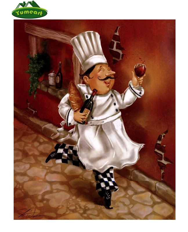 

Happy cooking Cross Stitch 3d Diy Diamond Painting Rhinestones Embroidery Resin Set Canvas Craft Fabric Mosaic Handicraft