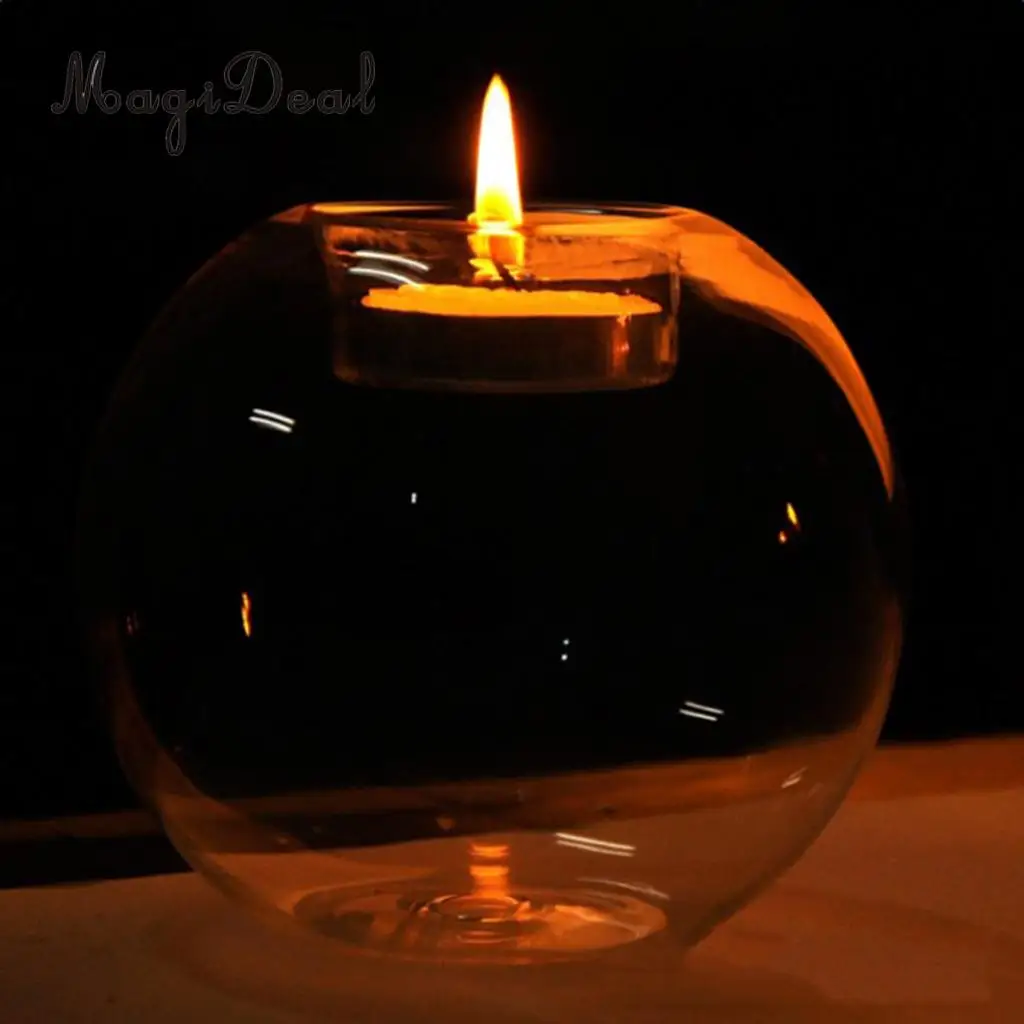Romantic Clear Glass Ball Candle Holder Tea Light Candlestand for