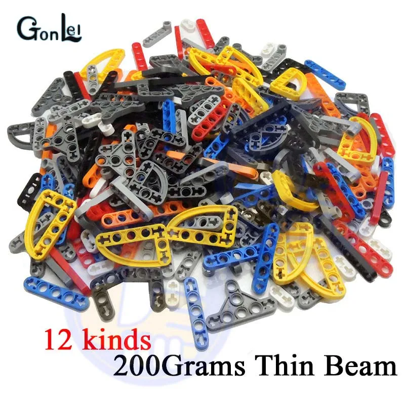

200Grams/Lot 12 Kinds Technic Parts Thick Thin Beam Liftarm Axle Connector Bulk Building Blocks DIY Toys Compatible with