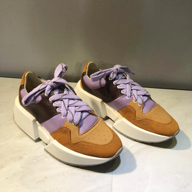 Mujeres Primavera Cuero Otoño as Color Gruesa As Zapatillas Pic Plataforma Las Pic Mujer De Csaual Zapatos Suela Mezclado Chaussures gYgIr